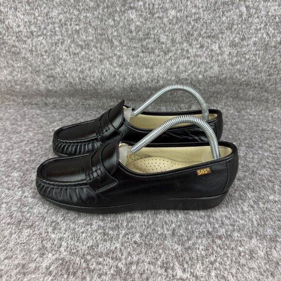 ✅SAS Tripad Comfort Womens 8.5N Black Leather Penny Loafers Slip-On Mocc Style - Picture 7 of 12